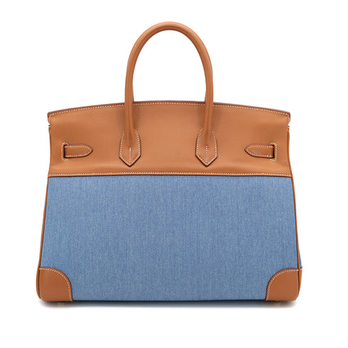 HERMES BIRKIN 35 GOLD BLUE VEAU GULLIVER TOILET JEAN HAND BAG □B GHW 90304977 - PURPOSE