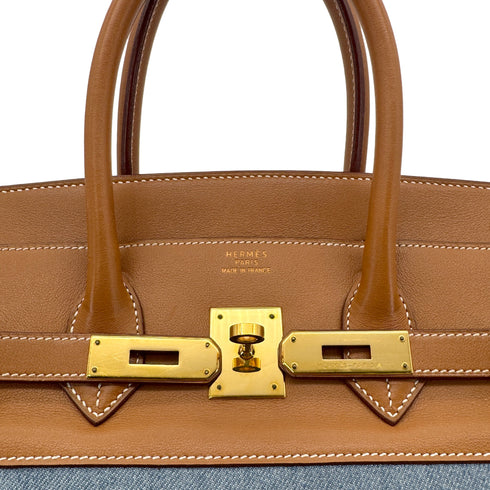 HERMES BIRKIN 35 GOLD BLUE VEAU GULLIVER TOILET JEAN HAND BAG □B GHW 90304977 - PURPOSE