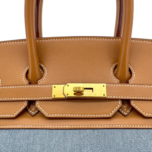 HERMES BIRKIN 35 GOLD BLUE VEAU GULLIVER TOILET JEAN HAND BAG □B GHW 90304977 - PURPOSE