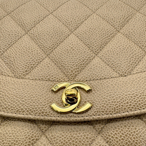 CHANEL VINTAGE DIANA MEDIUM CHAIN SHOULDER BAG BEIGE CAVIAR SKIN 90304980
