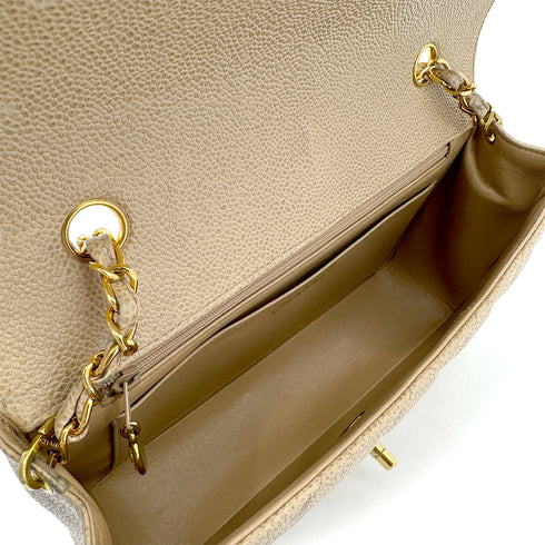 CHANEL VINTAGE DIANA MEDIUM CHAIN SHOULDER BAG BEIGE CAVIAR SKIN 90304980