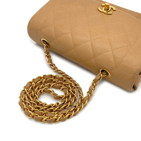 CHANEL VINTAGE DIANA SMALL CHAIN SHOULDER BAG BEIGE CAVIAR SKIN 90304981 - PURPOSE