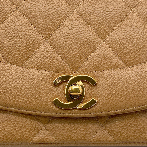 CHANEL VINTAGE DIANA SMALL CHAIN SHOULDER BAG BEIGE CAVIAR SKIN 90304981 - PURPOSE