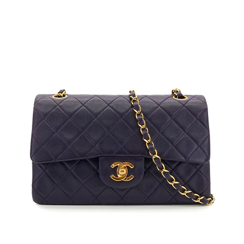 CHANEL VINTAGE CLASSIC FLAP SMALL CHAIN SHOULDER BAG PURPLE LAMB SKIN 90304982