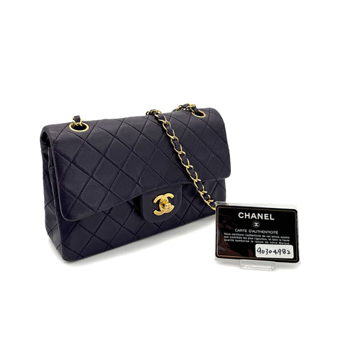 CHANEL VINTAGE CLASSIC FLAP SMALL CHAIN SHOULDER BAG PURPLE LAMB SKIN 90304982