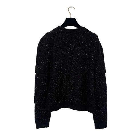 CHANEL RHINESTONE KNIT BLACK MULTICOLOR ALPACA 38 P57 RTW 90304983