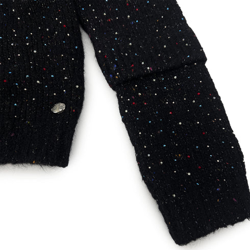 CHANEL RHINESTONE KNIT BLACK MULTICOLOR ALPACA 38 P57 RTW 90304983