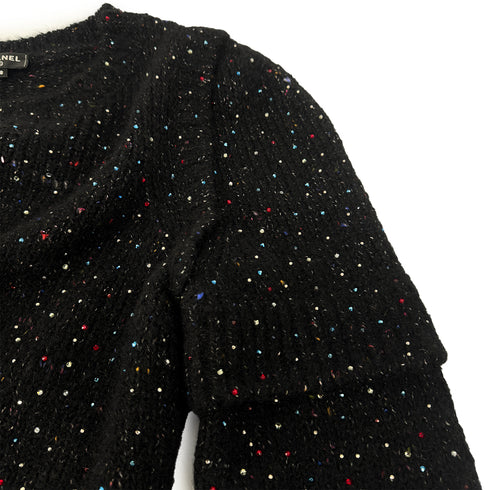 CHANEL RHINESTONE KNIT BLACK MULTICOLOR ALPACA 38 P57 RTW 90304983