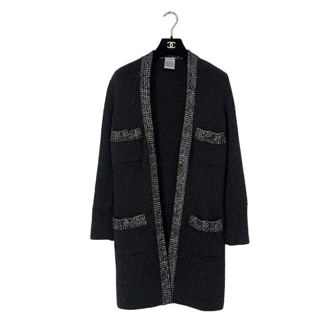 CHANEL COCO BUTTON KNIT COAT BLACK CASHMERE 38 07A RTW 90304985