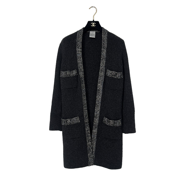 CHANEL COCO BUTTON KNIT COAT BLACK CASHMERE 38 07A RTW 90304985