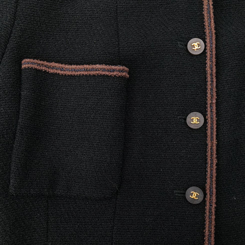 CHANEL VINTAGE COCO BUTTON LONG COAT BLACK 42 RTW 90305048