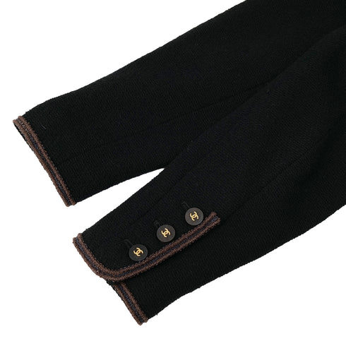 CHANEL VINTAGE COCO BUTTON LONG COAT BLACK 42 RTW 90305048