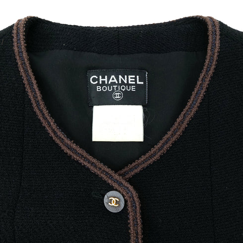 CHANEL VINTAGE COCO BUTTON LONG COAT BLACK 42 RTW 90305048