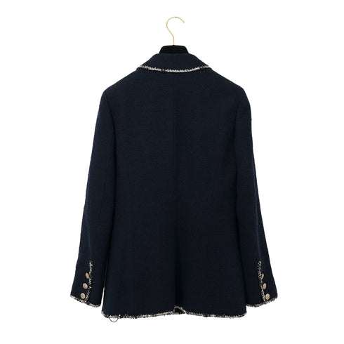 CHANEL COCO BUTTON NO5 TWEED JACKET NAVY WOOL 38 05C RTW 90305049