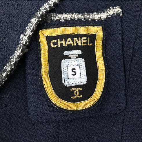 CHANEL COCO BUTTON NO5 TWEED JACKET NAVY WOOL 38 05C RTW 90305049