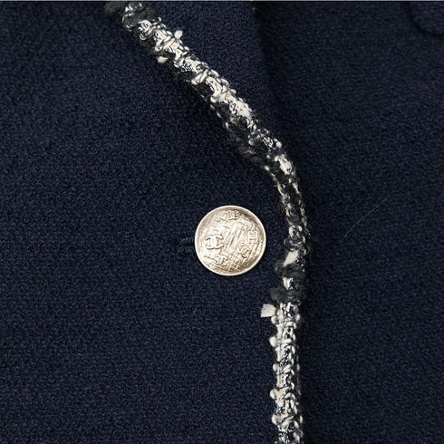 CHANEL COCO BUTTON NO5 TWEED JACKET NAVY WOOL 38 05C RTW 90305049