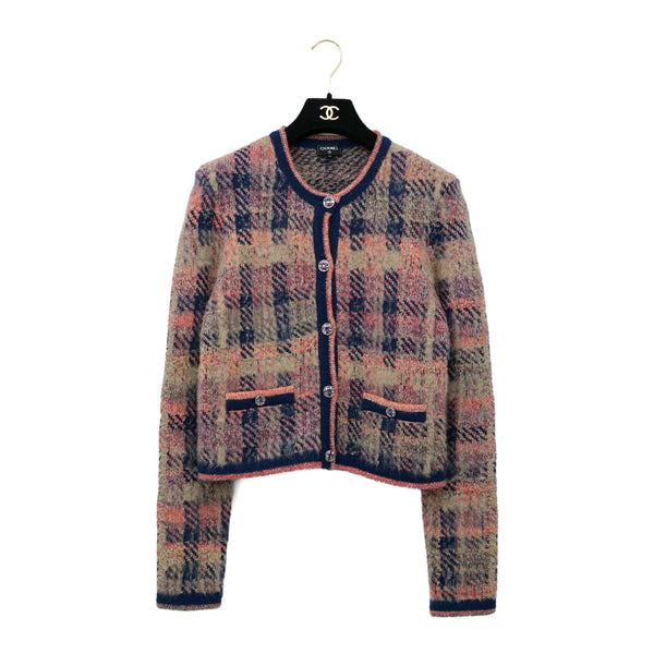 CHANEL CARDIGAN JACKET RHINESTONE BUTTON PINK CASHMERE 40 P72 RTW 90305050