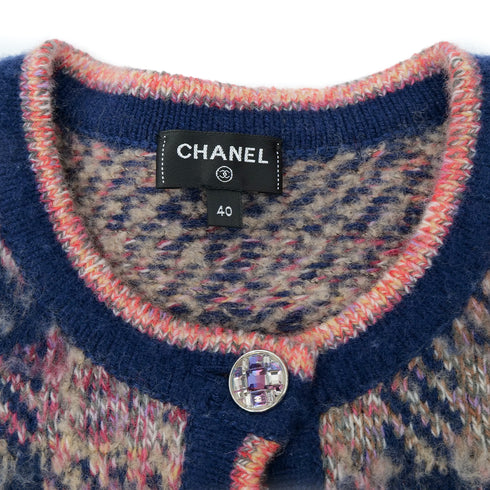 CHANEL CARDIGAN JACKET RHINESTONE BUTTON PINK CASHMERE 40 P72 RTW 90305050