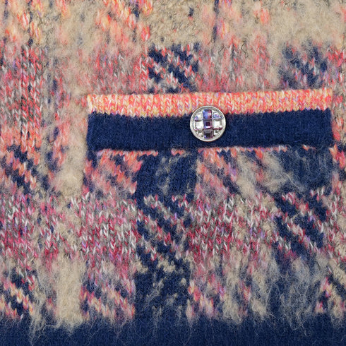 CHANEL CARDIGAN JACKET RHINESTONE BUTTON PINK CASHMERE 40 P72 RTW 90305050