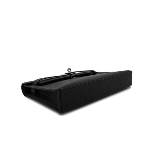 HERMES KELLY ELAN BLACK CHEVRE MYSORE CLUTCH SHOULDER BAG B PHW 90305111