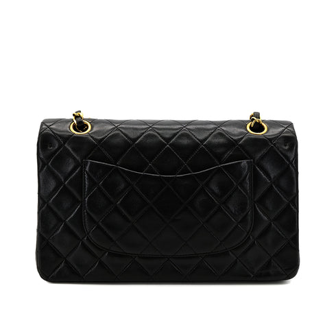 CHANEL VINTAGE CLASSIC FLAP MEDIUM CHAIN SHOULDER BAG BLACK LAMB SKIN 90305115