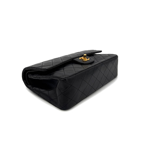 CHANEL VINTAGE CLASSIC FLAP MEDIUM CHAIN SHOULDER BAG BLACK LAMB SKIN 90305115