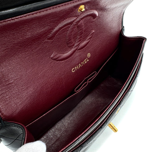 CHANEL VINTAGE CLASSIC FLAP MEDIUM CHAIN SHOULDER BAG BLACK LAMB SKIN 90305115