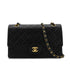 CHANEL VINTAGE CLASSIC FLAP MEDIUM CHAIN SHOULDER BAG BLACK LAMB SKIN 90305121