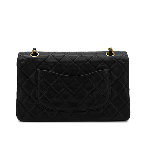 CHANEL VINTAGE CLASSIC FLAP MEDIUM CHAIN SHOULDER BAG BLACK LAMB SKIN 90305121