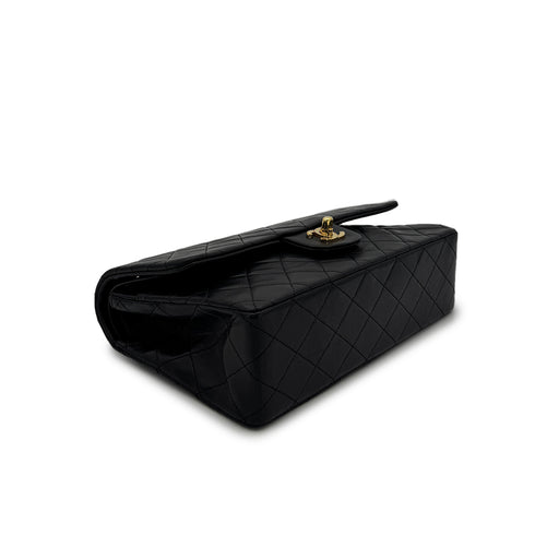 CHANEL VINTAGE CLASSIC FLAP MEDIUM CHAIN SHOULDER BAG BLACK LAMB SKIN 90305121