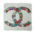 CHANEL VINTAGE SCARF COCOMARK GRIPOA PATTERN WHITE SILK 90305122