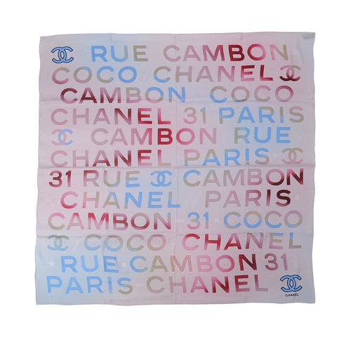 CHANEL VINTAGE SCARF COCOMARK PINK BLUE SILK 90305123