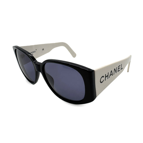 CHANEL VINTAGE SUNGLASSES LOGO WHITE BLACK EYEWEAR 90305128