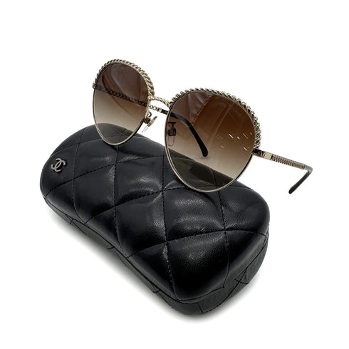 CHANEL SUNGLASSES COCOMARK GOLD BROWN EYEWEAR 90305129