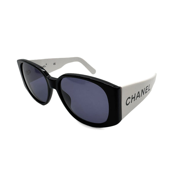 CHANEL VINTAGE SUNGLASSES LOGO WHITE BLACK EYEWEAR 90305133