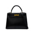 HERMES KELLY 28 SELLIER BLACK BOXCALF HAND SHOULDER BAG □A GHW 90305221