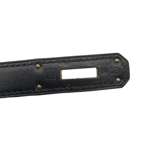 HERMES KELLY 28 SELLIER BLACK BOXCALF HAND SHOULDER BAG □A GHW 90305221