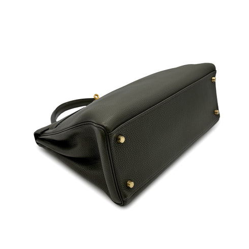 HERMES KELLY 32 RETOURNE VERT OLIVE EVERCOLOR HAND BAG □F GHW 90305222