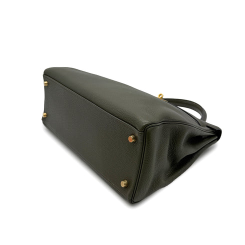 HERMES KELLY 32 RETOURNE VERT OLIVE EVERCOLOR HAND BAG □F GHW 90305222