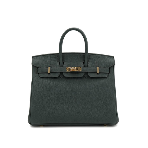 HERMES BIRKIN 25 VERT MANGROVE TOGO HAND BAG K PGHW 90305223