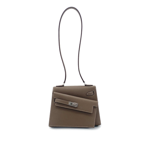 HERMES KELLY 20 SELLIER EN DESORDRE ETOUPE EPSOM SHOULDER BAG U PHW 90305224