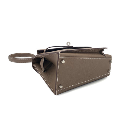 HERMES KELLY 20 SELLIER EN DESORDRE ETOUPE EPSOM SHOULDER BAG U PHW 90305224