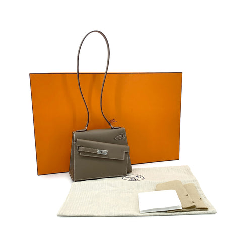 HERMES KELLY 20 SELLIER EN DESORDRE ETOUPE EPSOM SHOULDER BAG U PHW 90305224