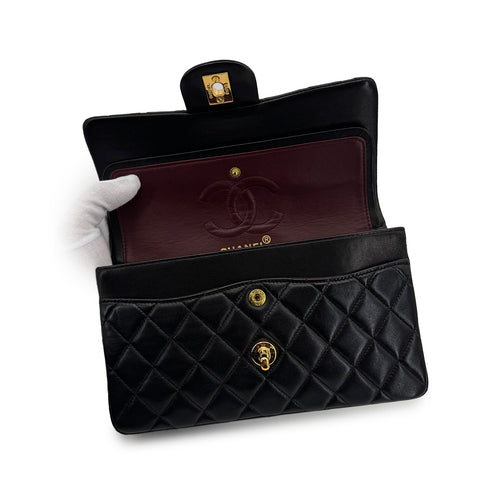 CHANEL VINTAGE CLASSIC FLAP SMALL CHAIN SHOULDER BAG BLACK LAMB SKIN 90305227