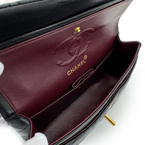 CHANEL VINTAGE CLASSIC FLAP SMALL CHAIN SHOULDER BAG BLACK LAMB SKIN 90305227