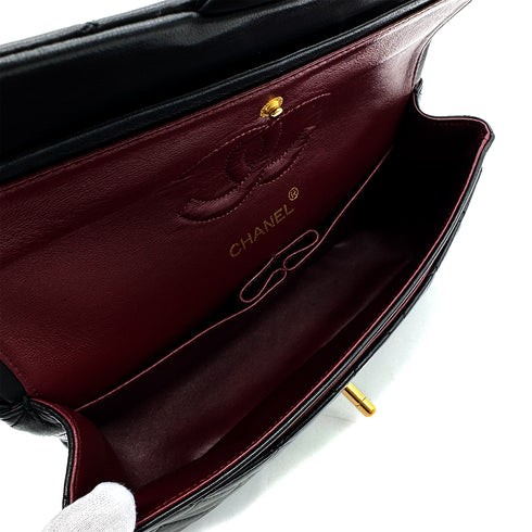 CHANEL VINTAGE CLASSIC FLAP SMALL CHAIN SHOULDER BAG BLACK LAMB SKIN 90305228