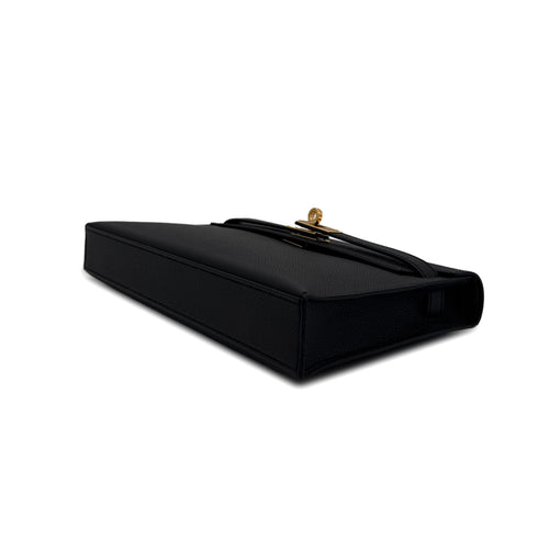 HERMES KELLY ELAN BLACK VEAU EPSOM CLUTCH SHOULDER BAG K GHW 90305230