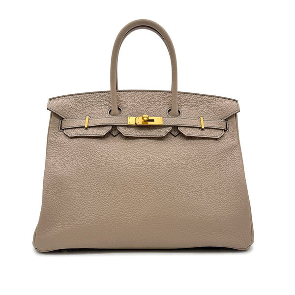 HERMES BIRKIN 35 VERSO ARGILE COBALT TAURILLON CLEMENCE HAND BAG □R GHW SPO 90305231