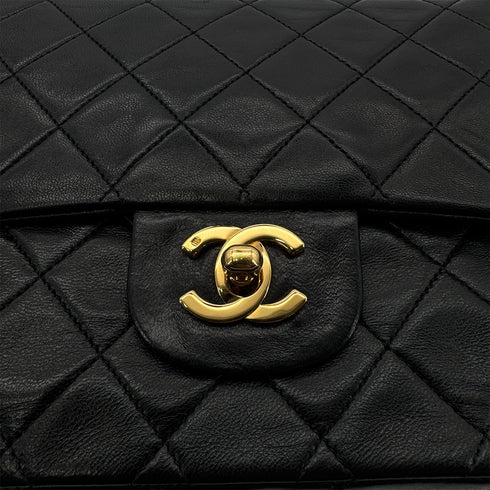 CHANEL VINTAGE CLASSIC FLAP MEDIUM CHAIN SHOULDER BAG BLACK LAMB SKIN 90305232