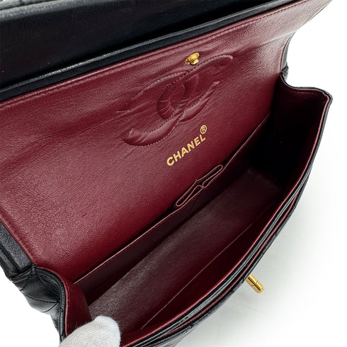 CHANEL VINTAGE CLASSIC FLAP MEDIUM CHAIN SHOULDER BAG BLACK LAMB SKIN 90305232